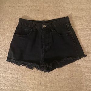 Black denim jean shorts
